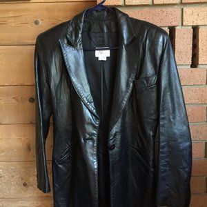 Black Leather Long-Coat